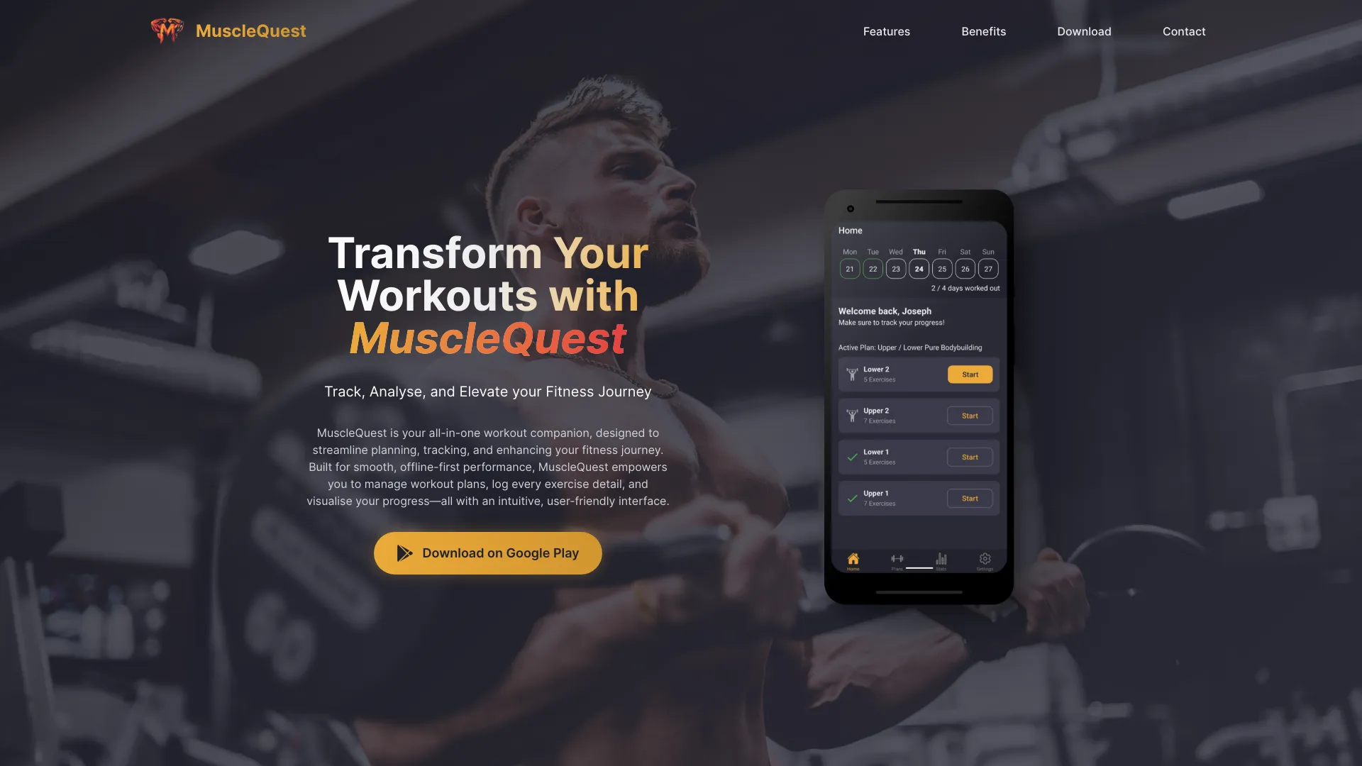 MuscleQuest Fitness App